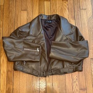 Lioness Dark Brown Faux Leather Jacket